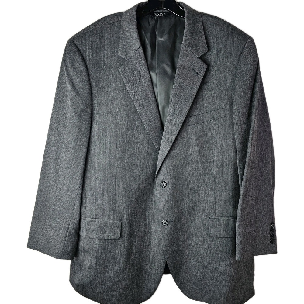 Jos A Bank Signature Blazer‎ Mens 48R Gray Wool Sports Coat Jacket 2 Buttons